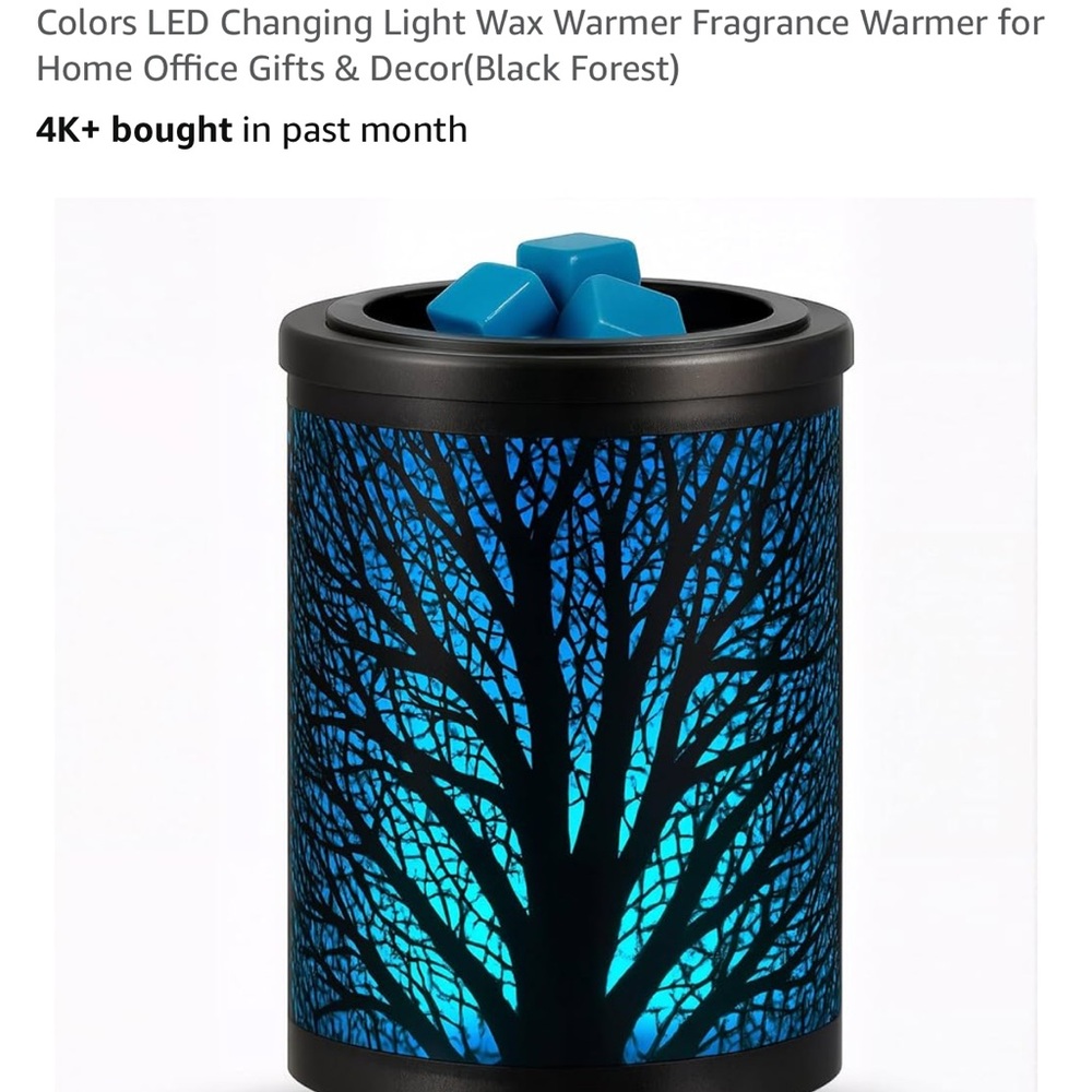 Illuminated Tree Design LED Wax Warmer - Black and Blue